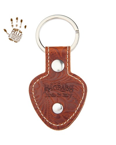 magrabò guitar straps | keychain kc1 embossed flores brown