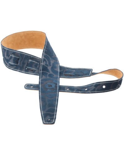 magrabò guitar straps | holes hs embossed damasco blue 6 cm