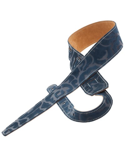 magrabò guitar straps | holes hs embossed damasco blue 6 cm