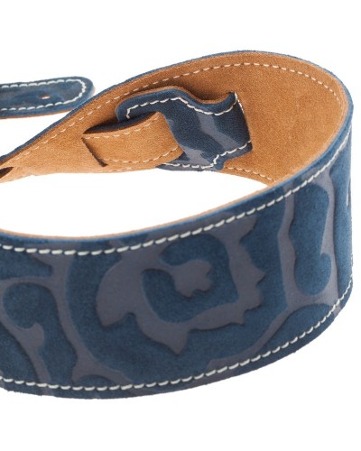 magrabò guitar straps | holes hs embossed damasco blue 6 cm