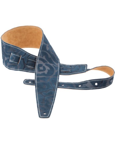 magrabò guitar straps | holes hs embossed damasco blue 8 cm