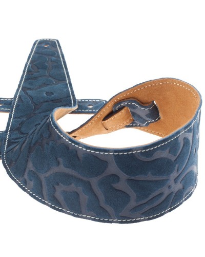 magrabò guitar straps | holes hs embossed damasco blue 8 cm