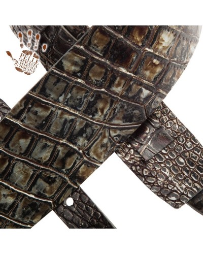 Guitar Strap Silver Certified Vegetable Tanned Leather 10 Cm Cocco Dalma Holes HC Embossed 