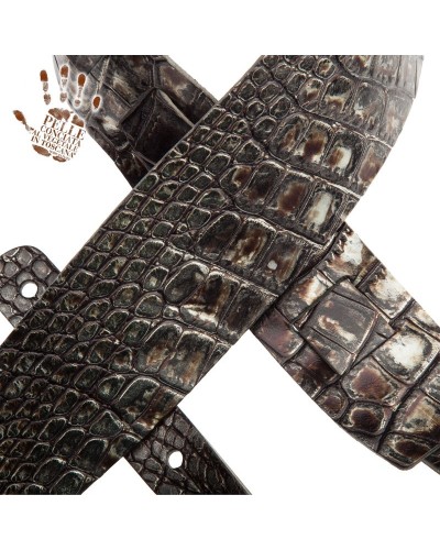 magrabò guitar straps | holes hc embossed cocco dalma silver 8 cm