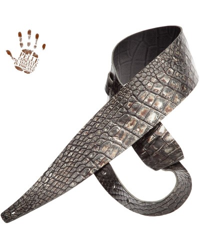 magrabò guitar straps | holes hc embossed cocco dalma silver 8 cm