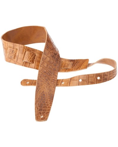 Guitar Strap Brown Certified Vegetable Tanned Leather 6 Cm Cocco Pros Holes HC Embossed 