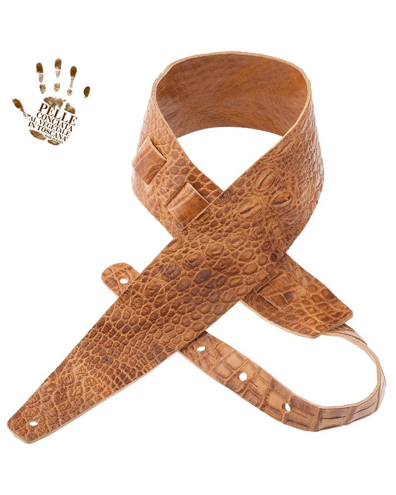 magrabò guitar straps | holes hc embossed cocco pros brown 8 cm