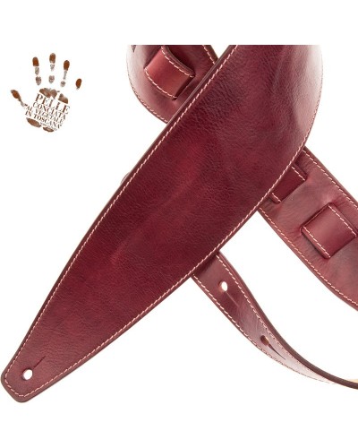 Guitar Strap Bordeaux Certified Vegetable Tanned Leather 10 Cm Holes HS Stone Washed 