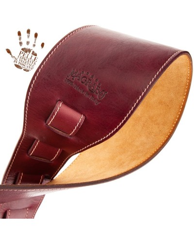 Guitar Strap Bordeaux Certified Vegetable Tanned Leather 10 Cm Holes HS Stone Washed 