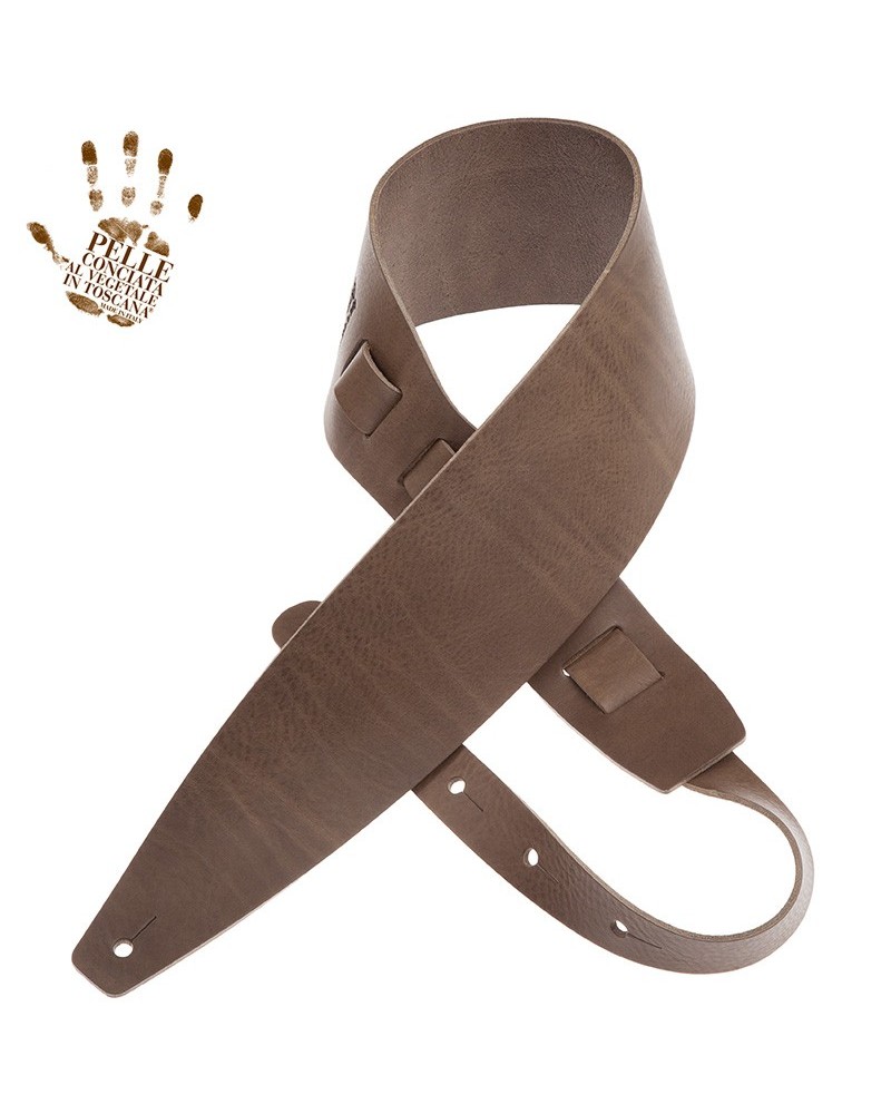 Guitar Strap Grey Certified Vegetable Tanned Leather 10 Cm Holes HC Core 