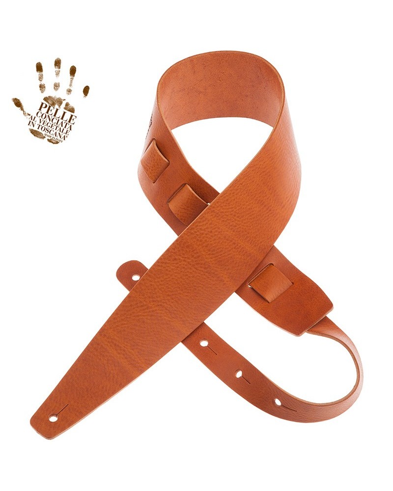 Guitar Strap Brown Certified Vegetable Tanned Leather 8 Cm Holes HC Core 