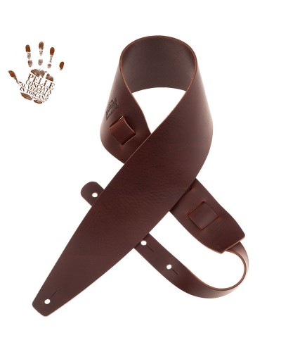 Guitar Strap Brown Certified Vegetable Tanned Leather 10 Cm Holes HC Core 