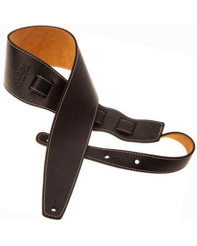 Guitar Strap Black Genuine Leather 8 Cm Holes HS Colors 