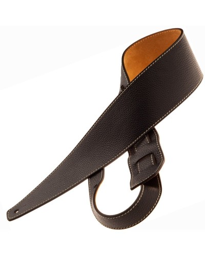 Guitar Strap Black Genuine Leather 8 Cm Holes HS Colors 