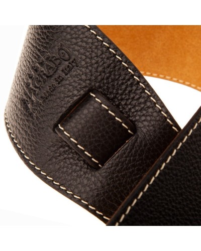 Guitar Strap Black Genuine Leather 8 Cm Holes HS Colors 