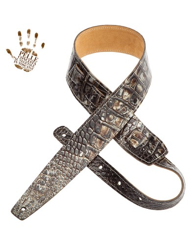 magrabò guitar straps | holes hs embossed cocco dalma silver 6 cm