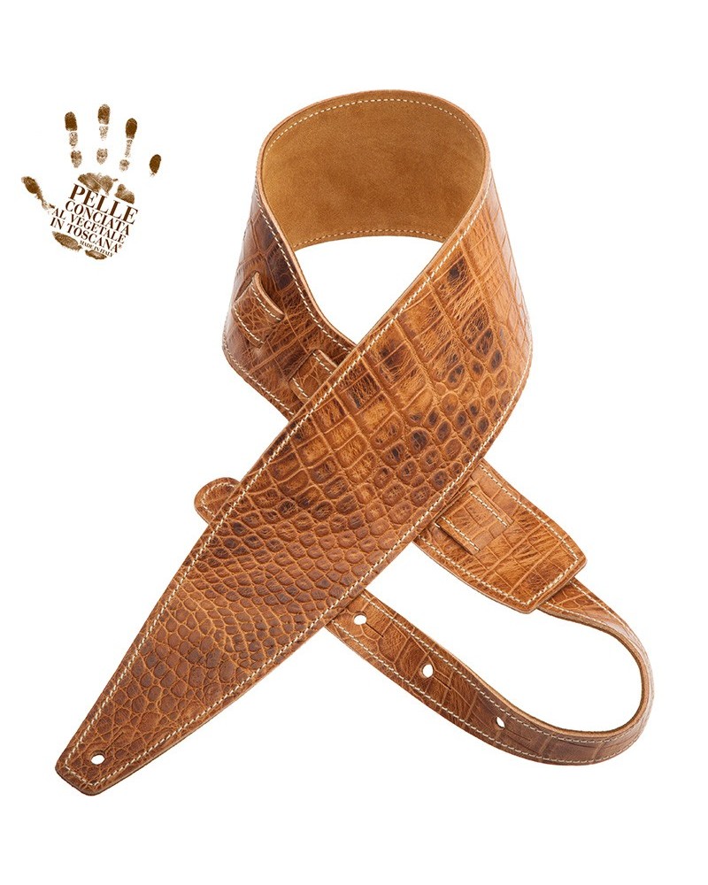 magrabò guitar straps | holes hs embossed cocco pros brown 10 cm