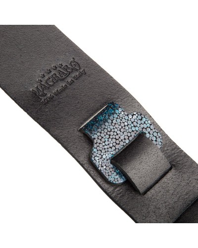 magrabò guitar straps | holes hc embossed seurat petrol green 6 cm