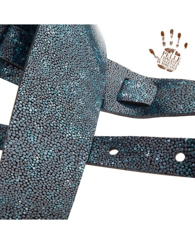 magrabò guitar straps | holes hc embossed seurat petrol green 8 cm