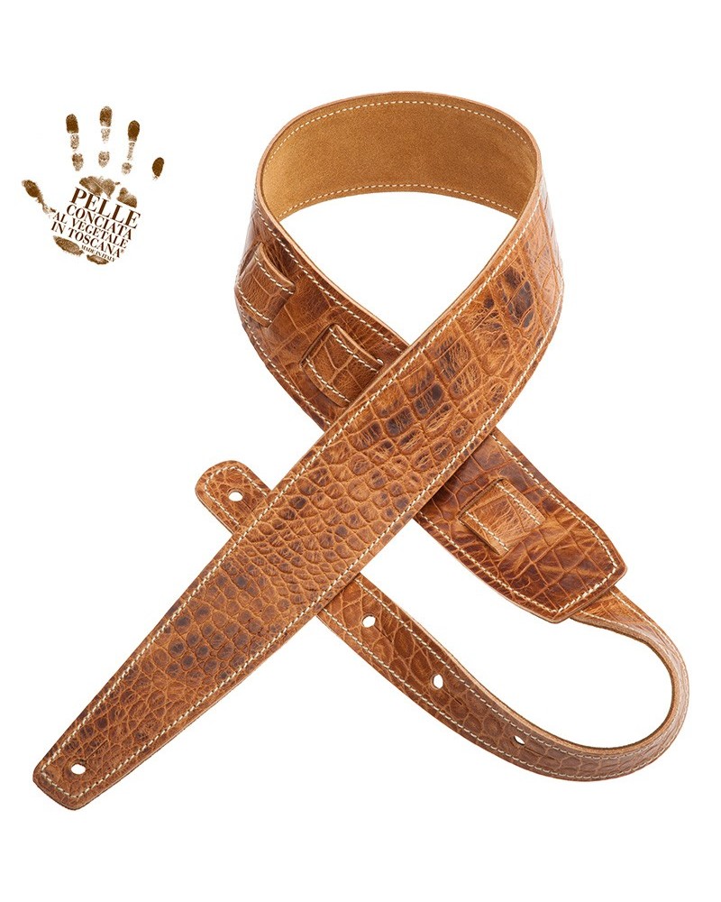 magrabò guitar straps | holes hs embossed cocco pros brown 6 cm