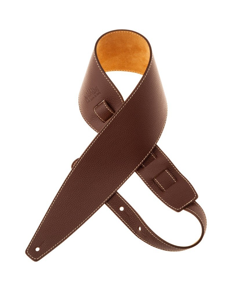 Guitar Strap Brown Genuine Leather 10 Cm Holes HS Colors 