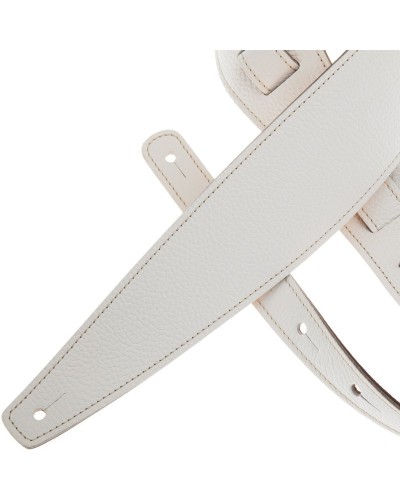 Guitar Strap White Genuine Leather 8 Cm Holes HS Colors 