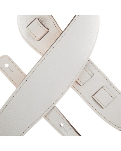 Guitar Strap White Genuine Leather 8 Cm Holes HS Colors 