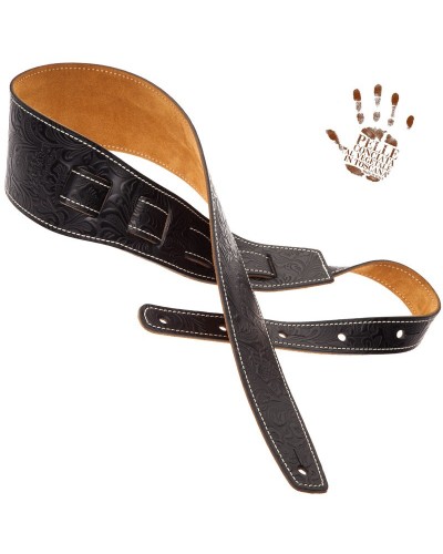 magrabò guitar straps | holes hs embossed flores black 8 cm