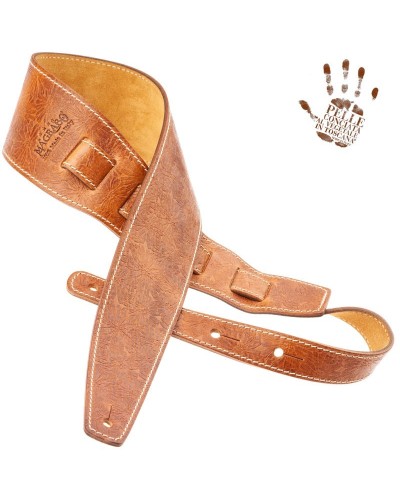 magrabò guitar straps | holes hs embossed spring light brown 8 cm