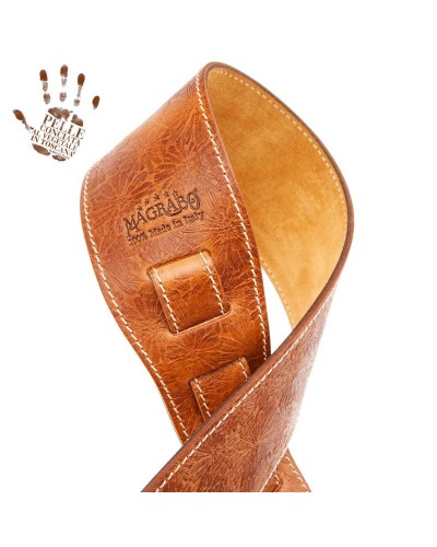 magrabò guitar straps | holes hs embossed spring light brown 8 cm