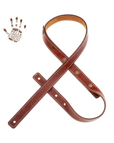 magrabò guitar straps | signature capitan fede bs embossed flores brown 2,7 cm