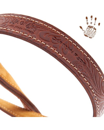 magrabò guitar straps | signature capitan fede bs embossed flores brown 2,7 cm