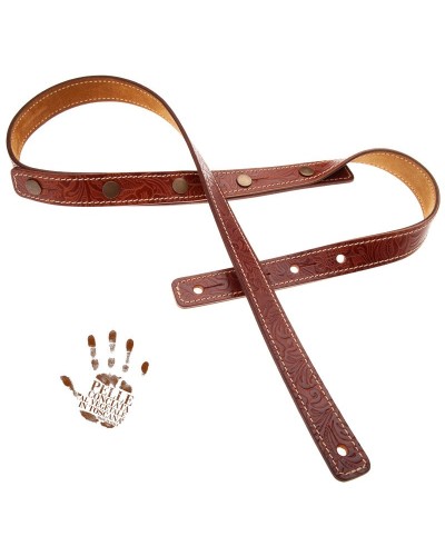 magrabò guitar straps | signature capitan fede bs embossed flores brown 2,7 cm