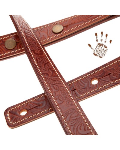 magrabò guitar straps | signature capitan fede bs embossed flores brown 2,7 cm