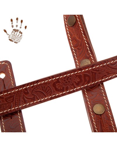 magrabò guitar straps | signature capitan fede bs embossed flores brown 2,7 cm