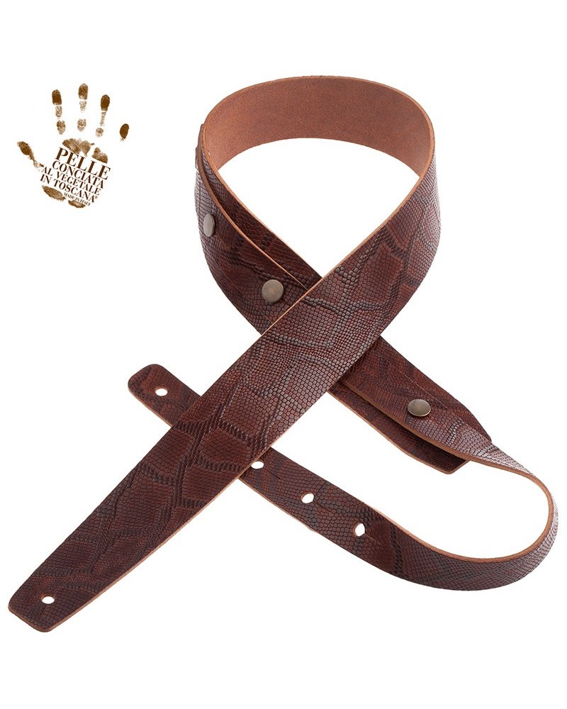 magrabò guitar straps | buttons bc embossed snake dark brown 5 cm