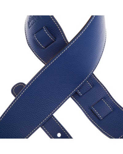 Guitar Strap Blu Genuine Leather 6 Cm Holes HS Colors 