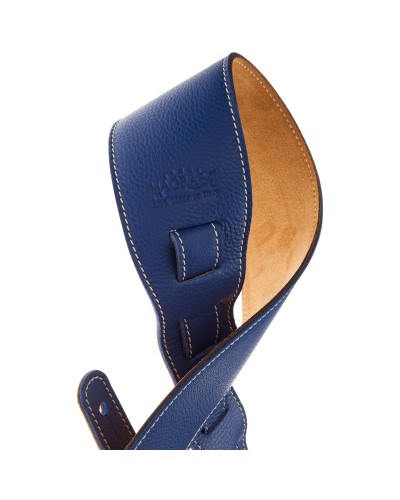 Guitar Strap Blu Genuine Leather 6 Cm Holes HS Colors 