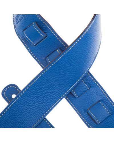 Guitar Strap Blu Genuine Leather 6 Cm Holes HS Colors 