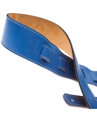 Guitar Strap Blu Genuine Leather 6 Cm Holes HS Colors 