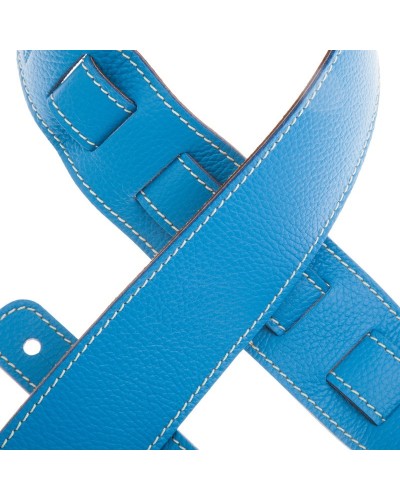 Guitar Strap Blu Genuine Leather 6 Cm Holes HS Colors 