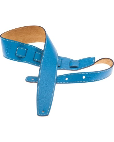 Guitar Strap Blu Genuine Leather 6 Cm Holes HS Colors 