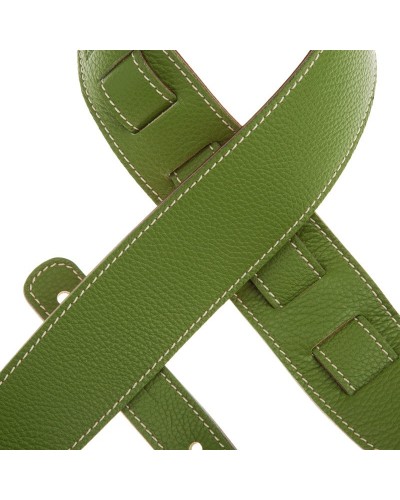 Guitar Strap Green Genuine Leather 6 Cm Holes HS Colors 