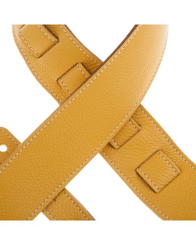 Guitar Strap Yellow Genuine Leather 6 Cm Holes HS Colors 