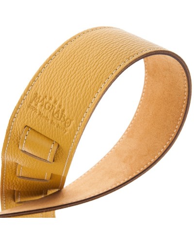 Guitar Strap Yellow Genuine Leather 6 Cm Holes HS Colors 