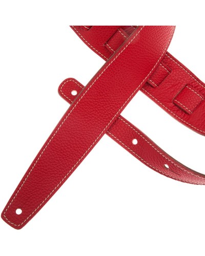 Guitar Strap Red Genuine Leather 6 Cm Holes HS Colors 