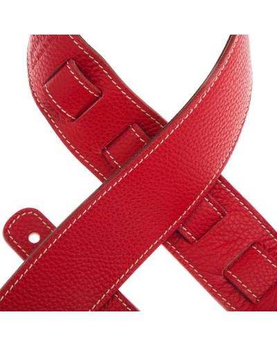 Guitar Strap Red Genuine Leather 6 Cm Holes HS Colors 