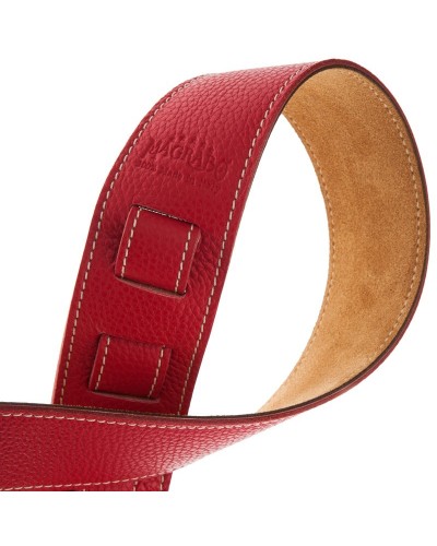 Guitar Strap Red Genuine Leather 6 Cm Holes HS Colors 