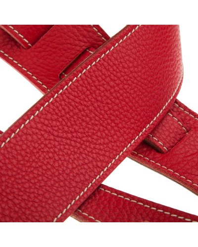 Guitar Strap Red Genuine Leather 6 Cm Holes HS Colors 