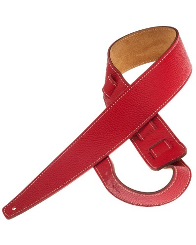 Guitar Strap Red Genuine Leather 6 Cm Holes HS Colors 